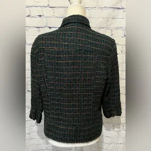 Coldwater Creek teal green boucle tweed jacket bronze metallic threads size 12 thumbnail 5
