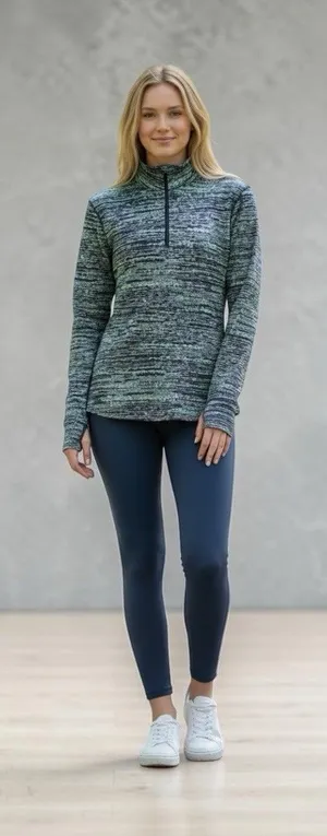 Nike Pro Dri-FIT Warm Womens M Quarter Zip Pullover Blue Green Linear NWT thumbnail 1