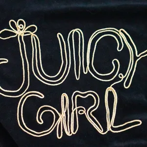 Vintage Juicy Couture Y2K Black Gold 'Juicy Girl' Short Sleeve Hoodie Size L thumbnail 4