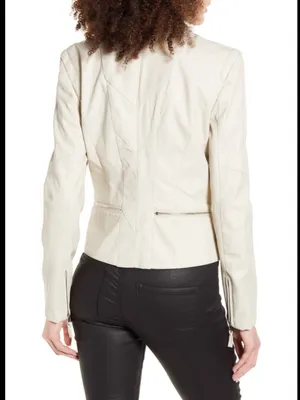 Blank NYC Faux Leather Moto Jacket in Vanilla Latte thumbnail 4