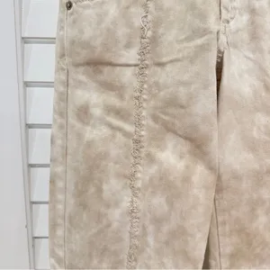 Zara High Rise Double Waist Beige Jeans Sz 0 Straight Leg Animal Print Splotchy thumbnail 6