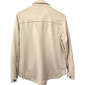 Oversized Cream Velvety Suede Like Button Up Soft Shacket Tan Size M thumbnail 3