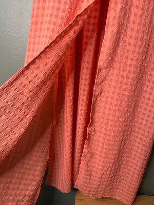 NEW Tomany Women's Size L Coral Swim Cover Up Maxi Dress Semi Sheer Beach Resort thumbnail 5