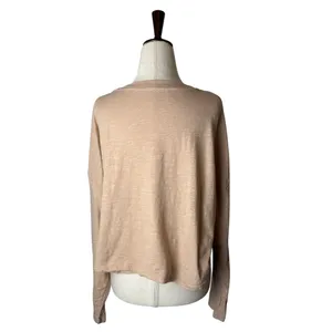 Vuori Long Sleeve Top Womens Medium‎ Tan Pink Relaxed Fit Slub Knit Tee Athletic thumbnail 2