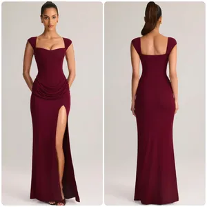 Oh Polly Elva Modal Sweetheart Neck Cowl Waist Maxi Dress in Wine Size XL thumbnail 2