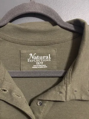 Natural reflections dark forest green long sleeve collared top size 1X thumbnail 2