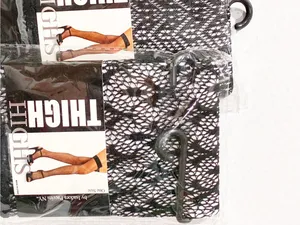 Thigh Highs Women’s Black Fishnet Tights One Size Lot of 3 NEW thumbnail 3