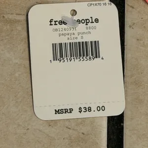 Free People Up All Night Tank Top Size S Papaya Punch Neon Tie Front OB1240931 thumbnail 2