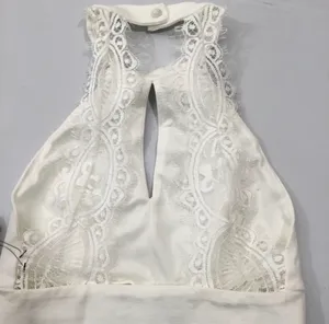 Lulus White Eyelash Lace Halter Crop Top New with tag thumbnail 6