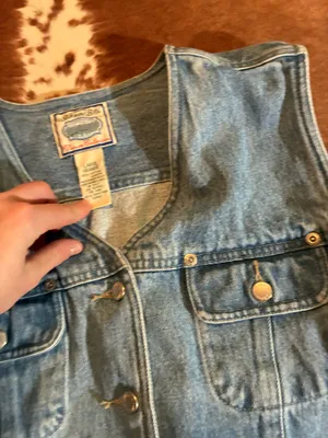 Carolina Blues Vintage 100% Cotton Jean Vest size large adjustable back No flaws!! thumbnail 2
