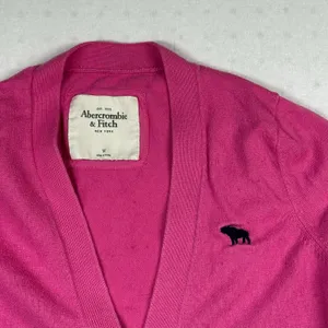 Abercrombie & Fitch Women’s Pink Button Front Cardigan Sweater Size M Logo thumbnail 3