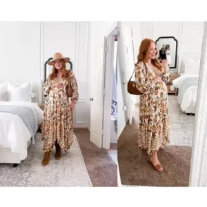 FREE PEOPLE Rows Of Roses Maxi Dress in Ivory Combo Size X-Small thumbnail 13