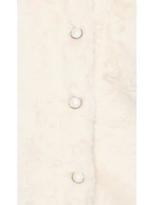 Lovers Friends Natalia Faux Fur Reversible Jacket Ivory Teddy Tan Plaid Coat XS thumbnail 5