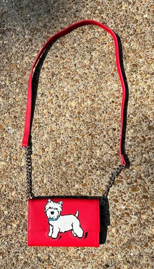Westie West Highland Terrier Cross Body Purse Marc Tetro Red Wallet on Chain Dog thumbnail 1
