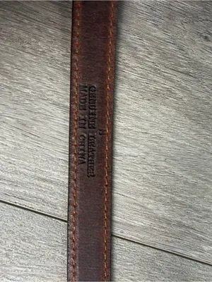 Vintage Guess Brown Genuine Leather Belt Brass Buckle Logo Size Medium thumbnail 4