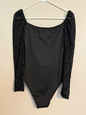 SheIn Sparkly bodysuit black thumbnail 2