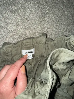 Olive Paperbag Waist Trousers – Casual Chic Pants – Size M thumbnail 3