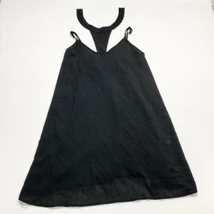 Entro‎ T-Back Mini Dress Womens Size L Black Boho Strappy Summer Crepe D7720 thumbnail 1