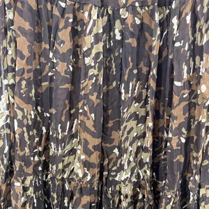 Layered sheer crinkle neutral camo tiered maxi skirt midi jungle animal whimsy thumbnail 4