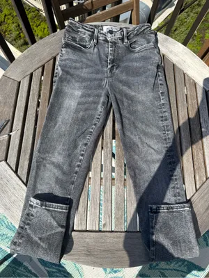 Frame Denim Faded Black Cropped Straight Jeans thumbnail 1