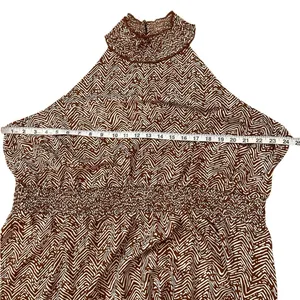 Maurice's Airy Lightweight Brown Printed Smocked Nick Neck Shark Bite Hem Pull Over Dress thumbnail 4
