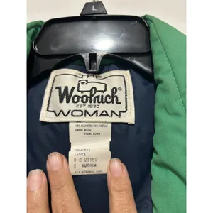 Vtg 80 Woolrich Woman Green Down Puffer Vest Chevron Quilted Western Medium Gorp thumbnail 2