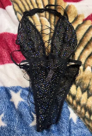 Savage X Fenty Black Bejeweled Bodysuit thumbnail 1