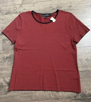 Womens NWT Kasper Stretch short sleeve shirt‎ vintage striped size 4 thumbnail 1