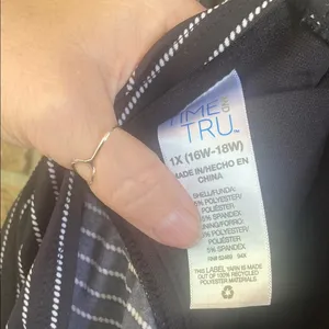 Time and Tru Black and White Striped Bikini Top thumbnail 4