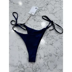 NWT Quince Deep Navy Italian Adjustable Side-Tie Bikini Bottom Small thumbnail 4