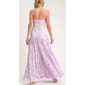 new lulus Finely Lavender Lace Tiered Maxi Dress size small thumbnail 2