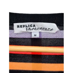 Replica Los Angeles M Rainbow Stripe Metallic Knit Sweater 70s Retro Glitz Cozy thumbnail 2