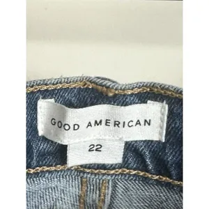 Good American Denim Shorts Women Size 22 Blue High Rise Raw Hem Distressed thumbnail 5