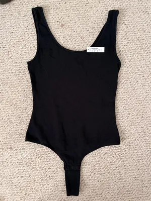 Madewell NWT Black Ribbed Scoop Neck‎ Sleeveless Bodysuit Size Small thumbnail 2