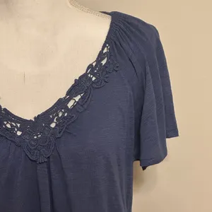 Aeropostale Blue Y2K Summer Top Off the Shoulder Front Knot NWOT thumbnail 8