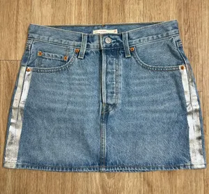 Levi'sw Light Blue Denim Mini Skirt with Silver Side Stripes thumbnail 1