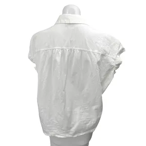 Madewell Women's White Short Sleeve Collared Casual Button Down Shirt Top Size S thumbnail 2