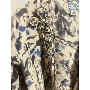 Anthropologie ‘Bud, Blossom and Blue Cardigan’ by Tabitha 100% Wool Women's sz M thumbnail 6