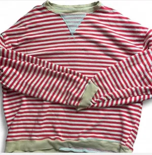 We The Free Striped Crew Sweater in Cherry thumbnail 1