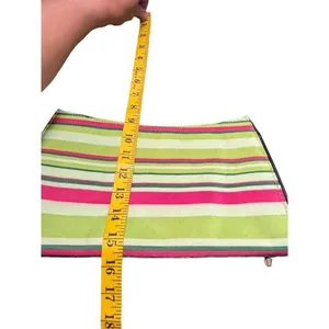 Colorful Striped Handbag With Black Handles & Zip Closure thumbnail 6