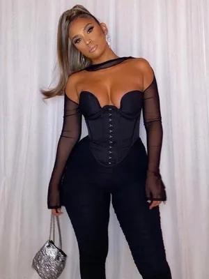 House of CB Mina Structured Black Corset XS thumbnail 6