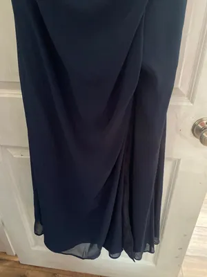 Gather & Gown Size 12 Navy Formal Gown Sweetheart Ruched Chiffon Wedding Guest thumbnail 5