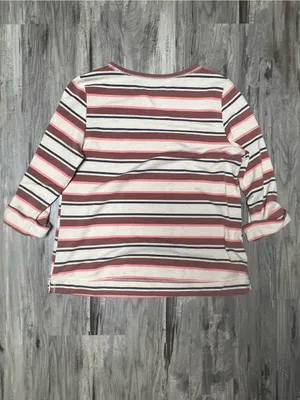 croft & barrow Striped Crewneck Top - Rose, White, Gray thumbnail 3