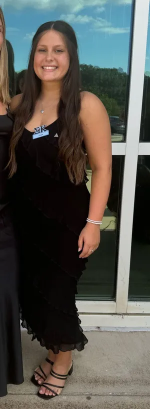 Black ruffle midi dress thumbnail 1
