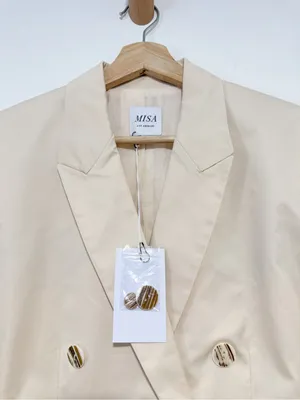 NWT Misa Los Angeles Viva Blazer Cream Stretch Cotton Double Breasted Blazer M thumbnail 9