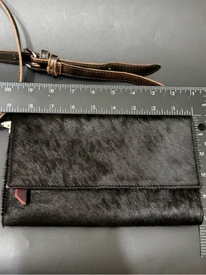 FREEBIRD By Steven Lola Black Calf Hair Leather Wallet Clutch Crossbody Bag thumbnail 11