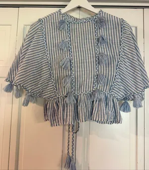 Misa Los Angelos blue striped tassel top small thumbnail 3