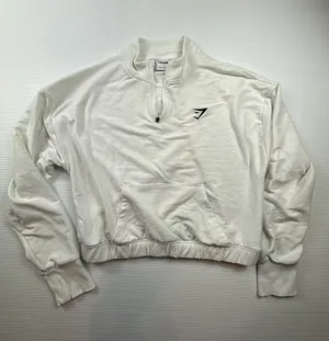 Gymshark Training Pippa 1/4 Zip Pullover White Cropped Top L thumbnail 1
