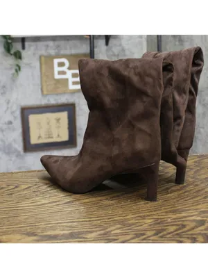 A New Day Justice Faux Suede Heeled Boots with Side Zip 94568890 Brown 7.5M thumbnail 3