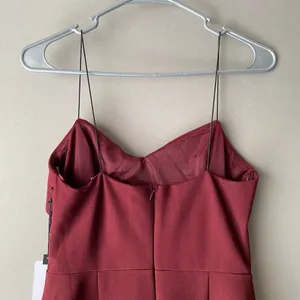 ASTR The Label Ruffle Spaghetti Strap Cocktail Mini Dress M‎ Burgundy thumbnail 8
